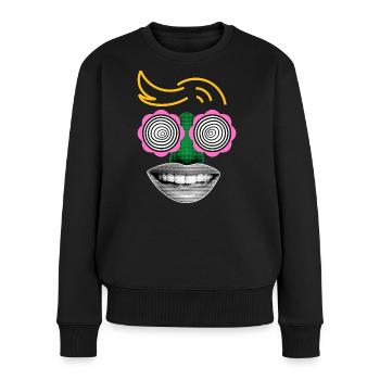 Cooles Kunst Gesicht für Dich! - Frauen Premium Bio Pullover - Schwarz - Vorne - Julia (174cm)