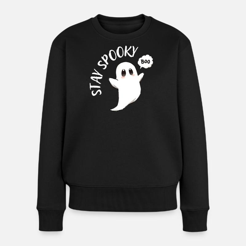Kleiner Spukgeist Cartoon - Frauen Premium Bio Pullover - Schwarz