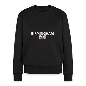 Birmingham Großbritannien Vintage Britische Flagge - Frauen Premium Bio Pullover - Schwarz - Vorne - Julia (174cm)