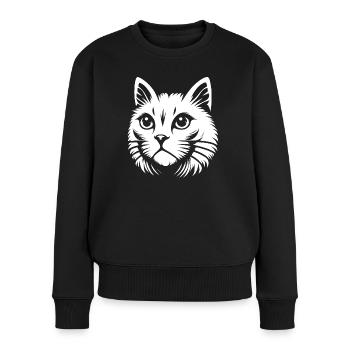 Chat blanc - Pull Premium bio Femme - noir - Devant - Julia (174cm)