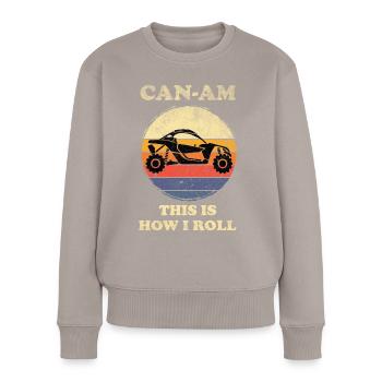 Retro Vintage Quote This Is How Vintage I Roll - Frauen Premium Bio Pullover - Taupe - Vorne - Julia (174cm)