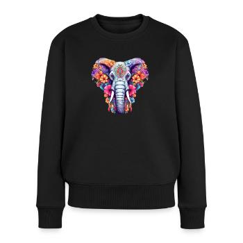 Elephant colorful - Women's Premium Organic Jumper - black - Front - Julia (174cm)