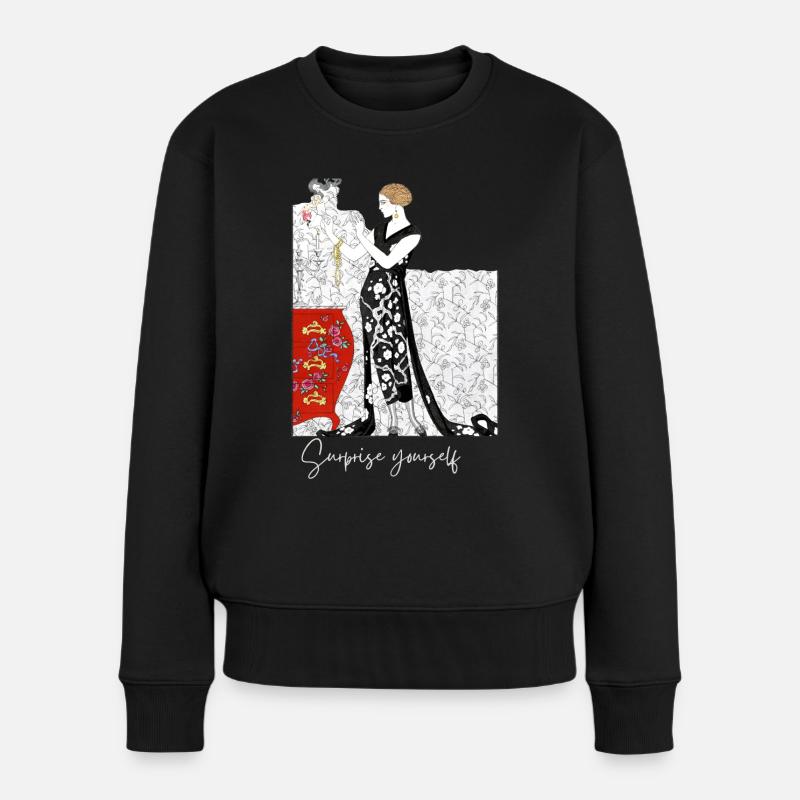 Art Deco 01 - Frauen Premium Bio Pullover - Schwarz