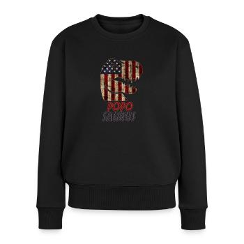 Patriotic Popo Dinosaur - Frauen Premium Bio Pullover - Schwarz - Vorne - Julia (174cm)