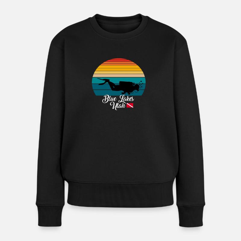 Blue Lakes Utah Diving - Frauen Premium Bio Pullover - Schwarz