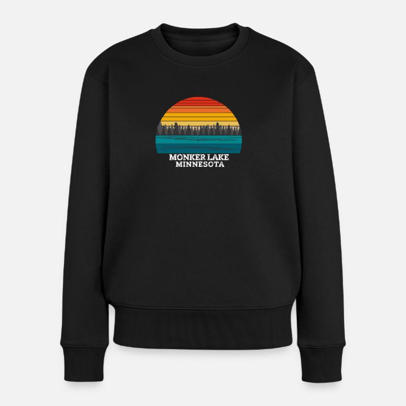 Monker Lake Minnesota - Frauen Premium Bio Pullover - Schwarz