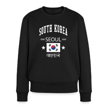 Südkorea - Frauen Premium Bio Pullover - Schwarz - Vorne - Julia (174cm)