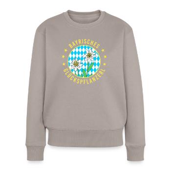 Bayrisches Glückspflanzerl - Frauen Premium Bio Pullover - Taupe - Vorne - Julia (174cm)