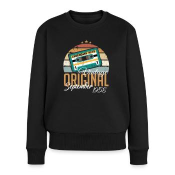 September 1958 geboren Vintage Geburtstag Retro - Frauen Premium Bio Pullover - Schwarz - Vorne - Julia (174cm)