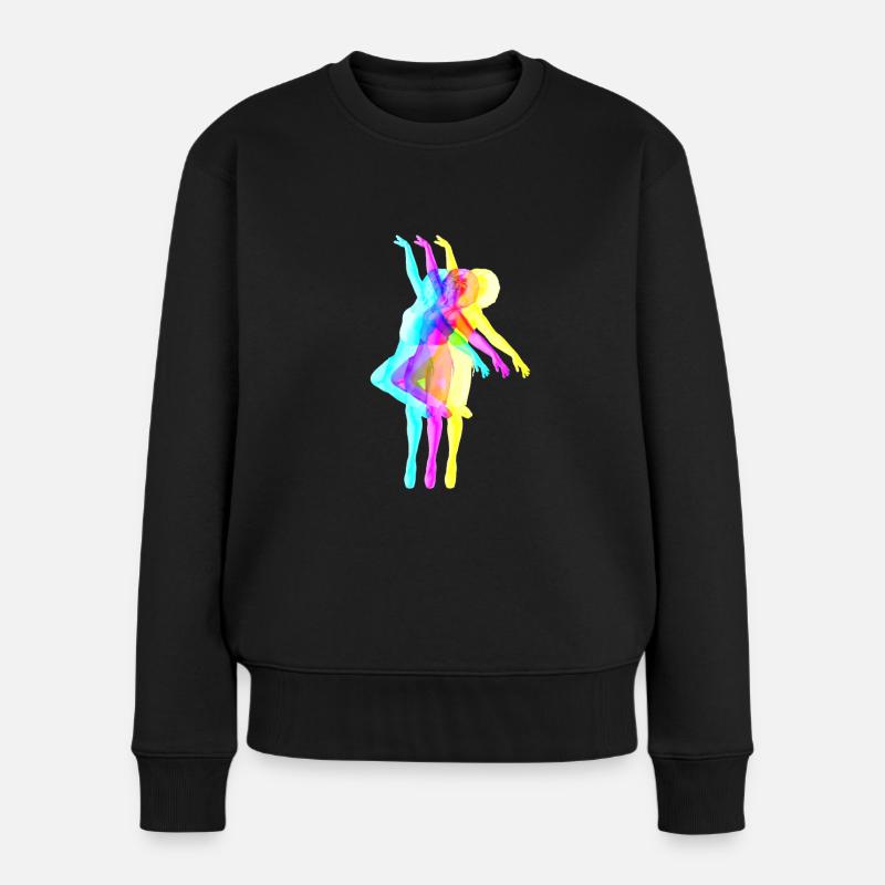 Curly Hair Tänzerin - Frauen Premium Bio Pullover - Schwarz