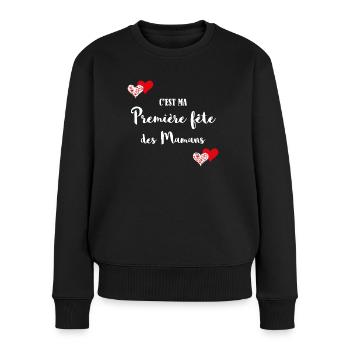 Première fête des mamans, première fête des mères - Pull Premium bio Femme - noir - Devant - Julia (174cm)