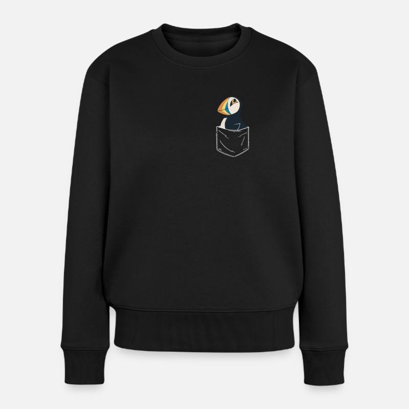 Papageientaucher Seevögel Puffin - Frauen Premium Bio Pullover - Schwarz