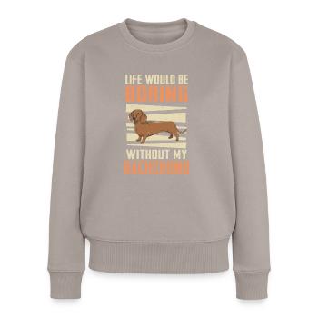 Chien teckel - Pull Premium bio Femme - taupe - Devant - Julia (174cm)