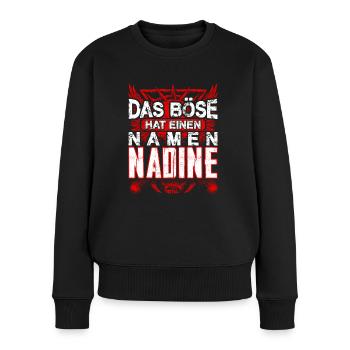 NADINE - böse - Frauen Premium Bio Pullover - Schwarz - Vorne - Julia (174cm)