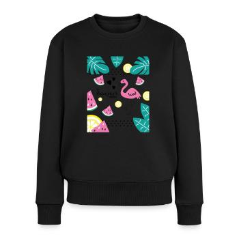 Summer Vibes - Frauen Premium Bio Pullover - Schwarz - Vorne - Julia (174cm)