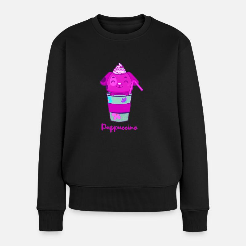 Puppuccino - Frauen Premium Bio Pullover - Schwarz
