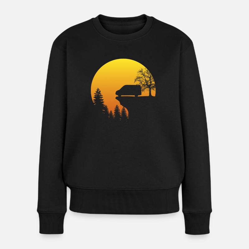 Camper Van, Kastenwagen, Wohnmobil, Sonne - Frauen Premium Bio Pullover - Schwarz