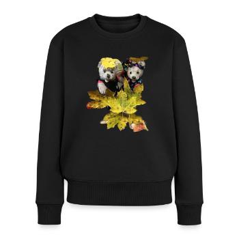 Josefine + Finn Herbst - Frauen Premium Bio Pullover - Schwarz - Vorne - Julia (174cm)