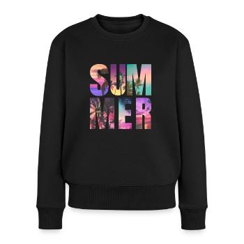 Sommer-Vibes - Frauen Premium Bio Pullover - Schwarz - Vorne - Julia (174cm)