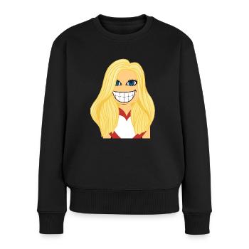 Blonde Frau verliebt - Frauen Premium Bio Pullover - Schwarz - Vorne - Julia (174cm)
