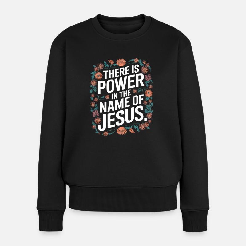 Jesus gibt Kraft Geschenk für Christen Klassisches - Frauen Premium Bio Pullover - Schwarz