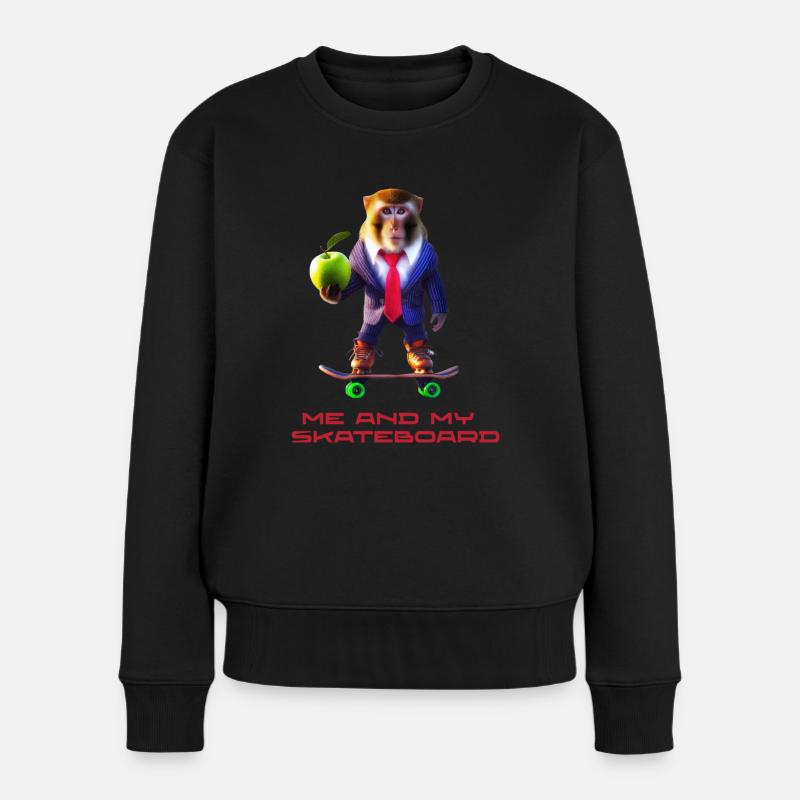Fun monkey - Frauen Premium Bio Pullover - Schwarz