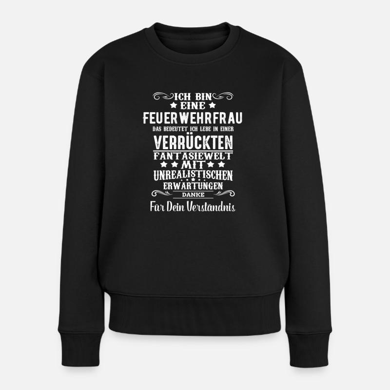 ich bin eine Feuerwehrfrau - Frauen Premium Bio Pullover - Schwarz
