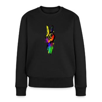 Signe de la paix mondiale - Pull Premium bio Femme - noir - Devant - Julia (174cm)