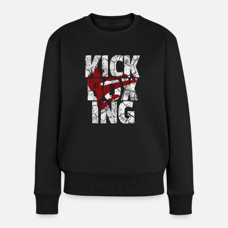 Kickboxing Kick Boxer Kickboxen Geschenk Kampf - Frauen Premium Bio Pullover - Schwarz