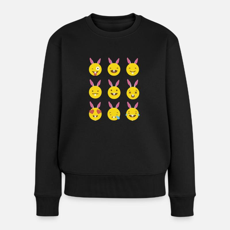 Viele Emojis mit Osterhasenohren Lustiger Pascha - Frauen Premium Bio Pullover - Schwarz