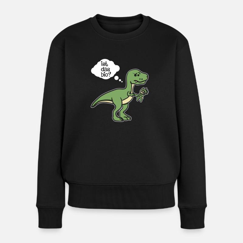 Ist das Bio? Dino - Vegan - Dinosaurier - Frauen Premium Bio Pullover - Schwarz