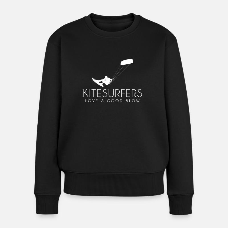 Kitesurfer Kitesurfing Kitesurfen Geschenk Wasser - Frauen Premium Bio Pullover - Schwarz