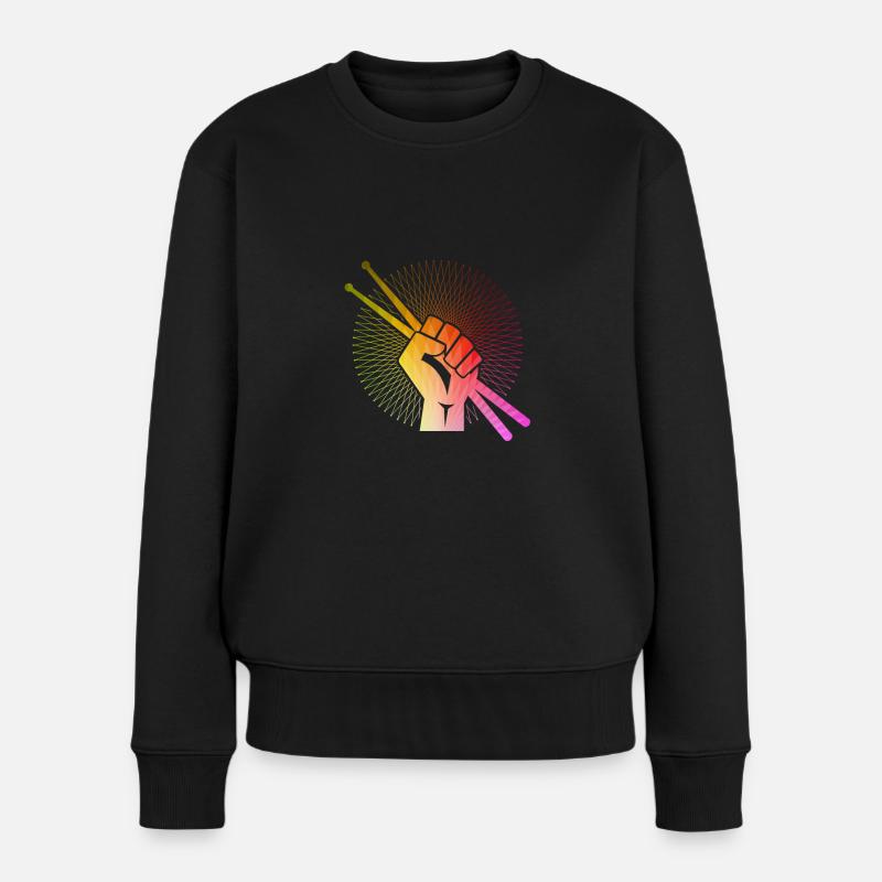 Drumsticks - Drummer Schlagzeuger Musik Band - Frauen Premium Bio Pullover - Schwarz
