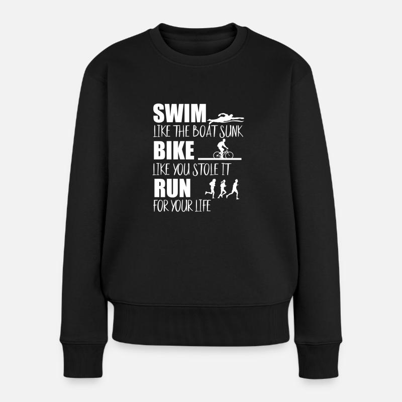Schwimmen Bike Run Athlet Triathlon - Frauen Premium Bio Pullover - Schwarz