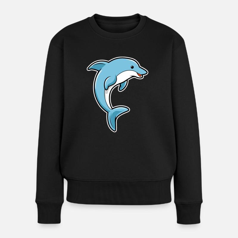 Delfin - Delphin - Frauen Premium Bio Pullover - Schwarz