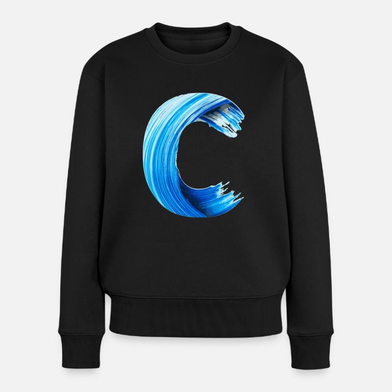 Buchstabe C GEMALT - Frauen Premium Bio Pullover - Schwarz