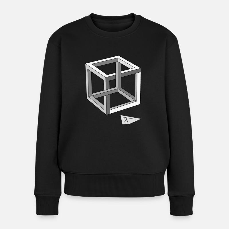 Optische Täuschung - Frauen Premium Bio Pullover - Schwarz
