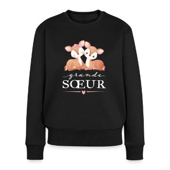 Grande Soeur - Big sister - french sisters Mädchen - Frauen Premium Bio Pullover - Schwarz - Vorne - Julia (174cm)