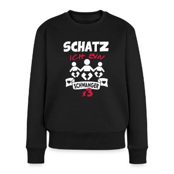 Schwangerschaft Schwanger Drillinge - Frauen Premium Bio Pullover - Schwarz - Vorne - Julia (174cm)