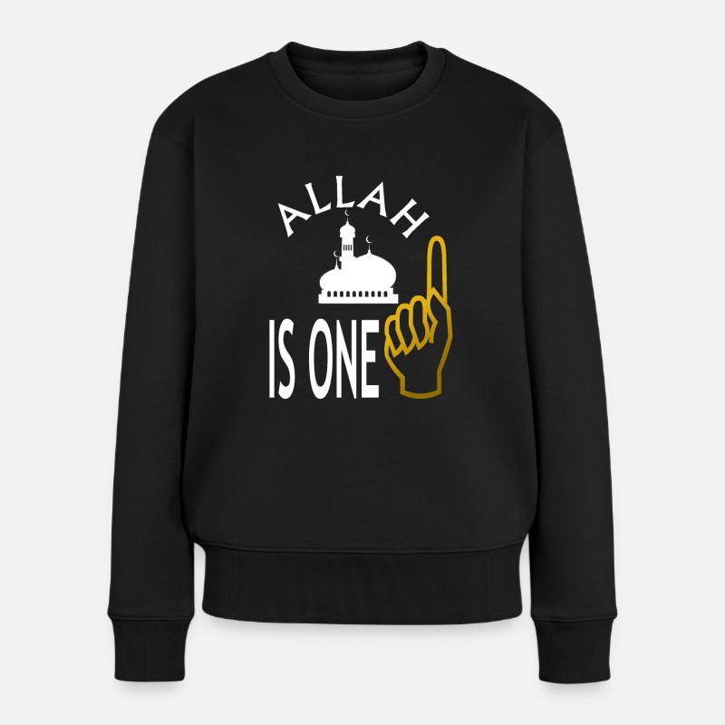 Allah is one Islam Moslem Moschee Gott Geschenk - Frauen Premium Bio Pullover - Schwarz