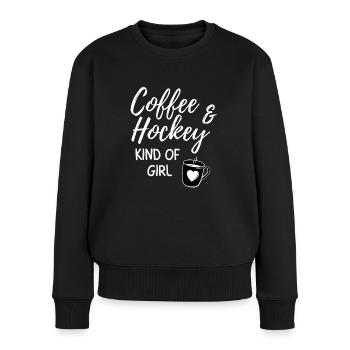 Café et hockey genre de fille. - Pull Premium bio Femme - noir - Devant - Julia (174cm)
