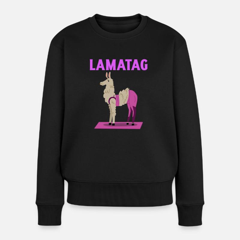 Lamatag Lama KamelKamel Buckel in der Sahara gift - Frauen Premium Bio Pullover - Schwarz