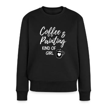Café et peinture genre de fille. - Pull Premium bio Femme - noir - Devant - Julia (174cm)