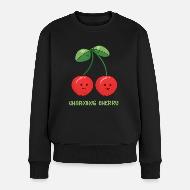 Bezaubernde Kirsche - Frauen Premium Bio Pullover - Schwarz