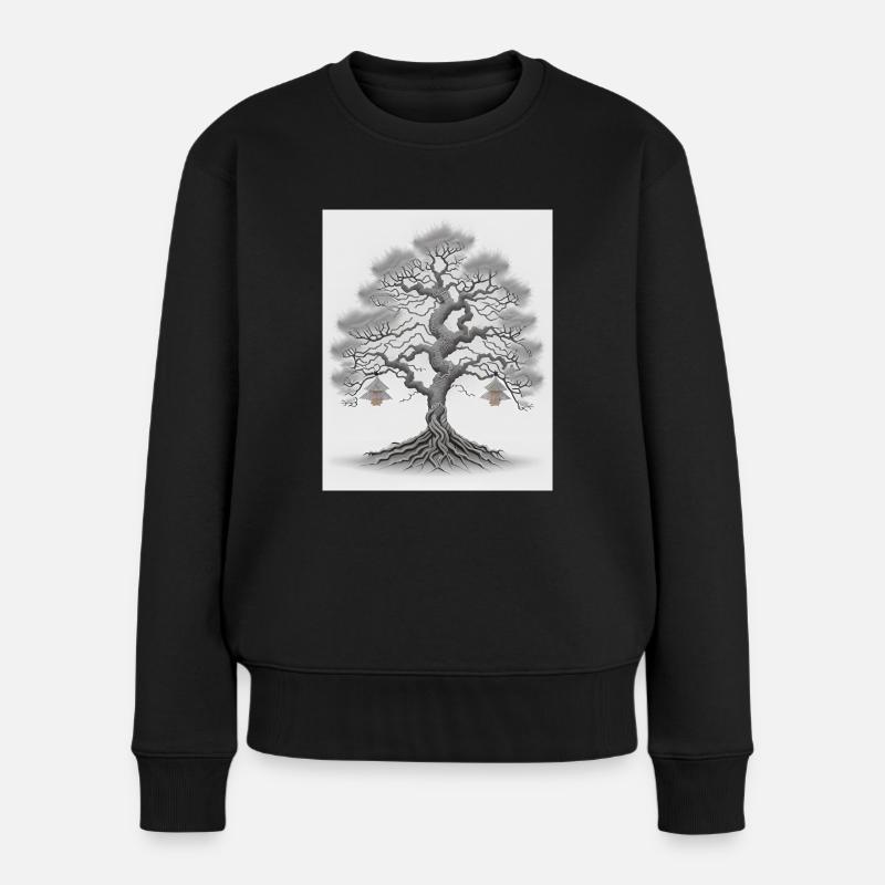 Baum Ornament Japan Style - Frauen Premium Bio Pullover - Schwarz