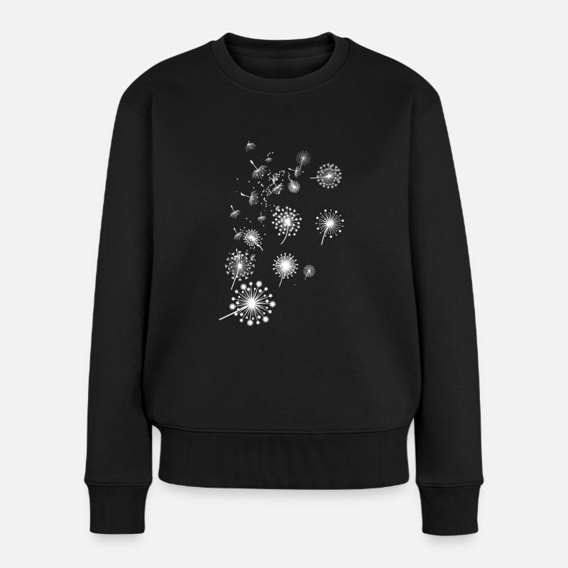 Pusteblume,,Blume,weiss, Sterne - Frauen Premium Bio Pullover - Schwarz