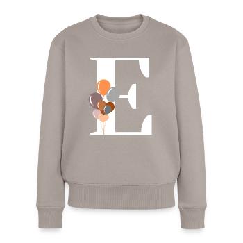 Buchstabe e Geburtstagsballon - Frauen Premium Bio Pullover - Taupe - Vorne - Julia (174cm)
