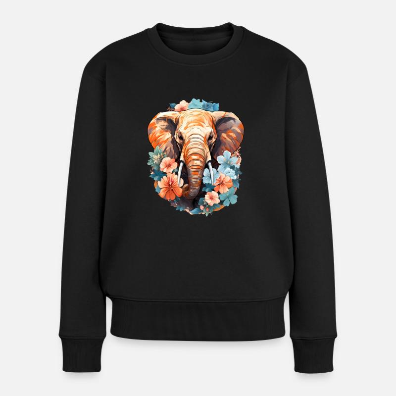Elefant - Frauen Premium Bio Pullover - Schwarz