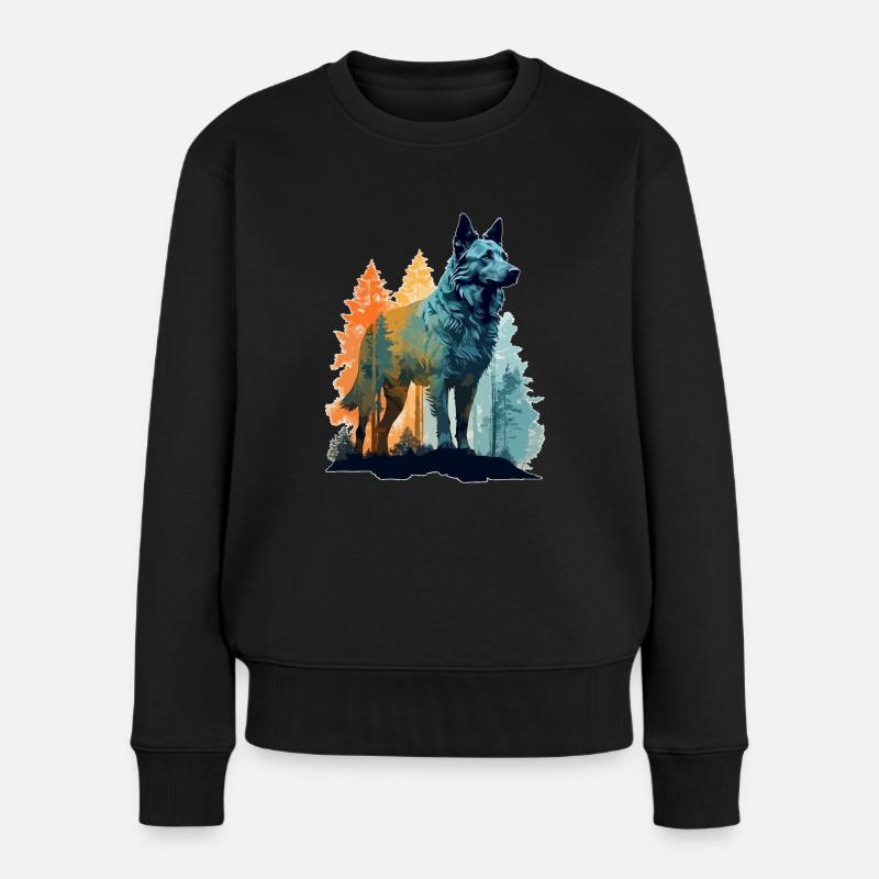 Hund in der Wildnis - Frauen Premium Bio Pullover - Schwarz