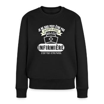 Infirmière: presque un super-héros - Pull Premium bio Femme - noir - Devant - Julia (174cm)